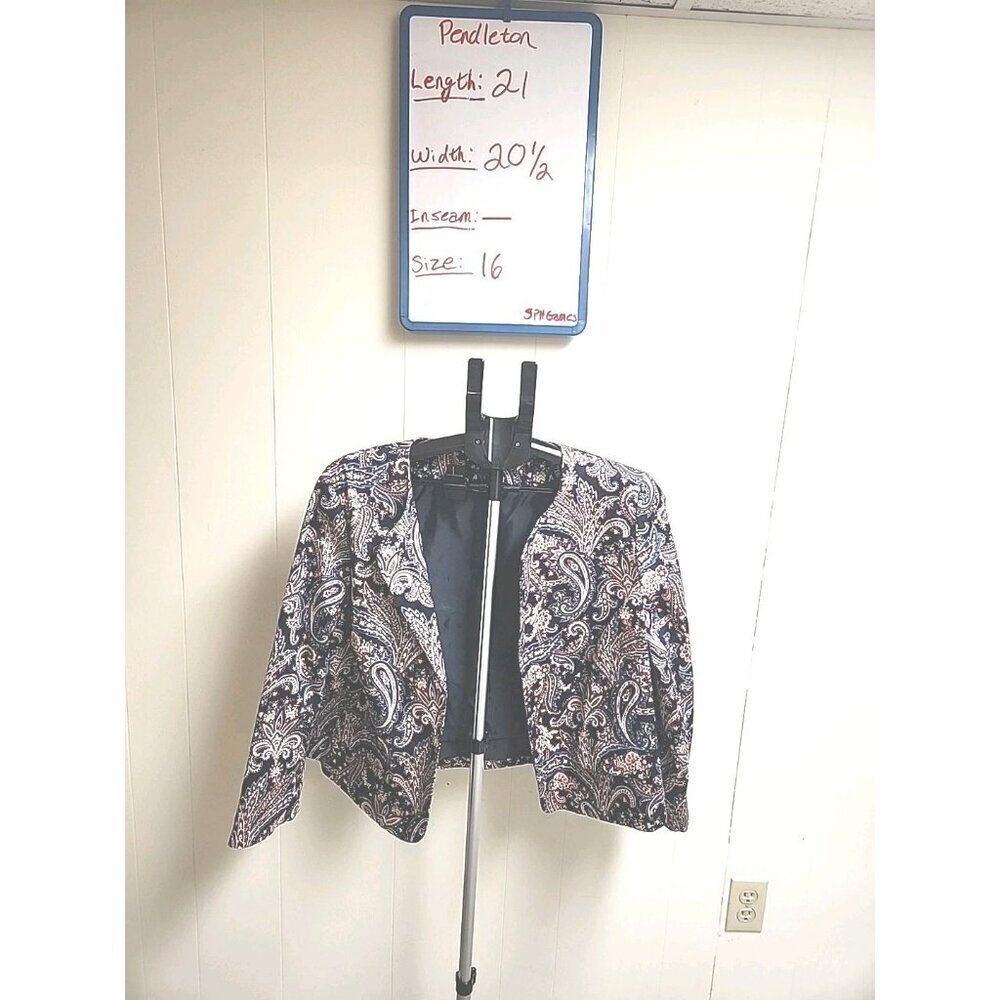 Pendleton Floral Paisley Open Front Jacket Size 16